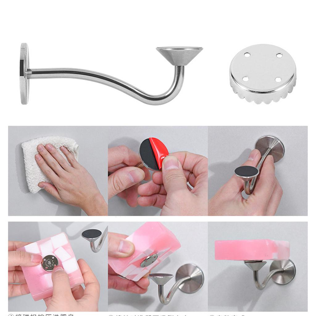 Magnetische Seifenschale aus Edelstahl, abtropfender Seifenständer, Wandmontage, Seifenhalter, Haken für Zuhause, Wohnheime und Hotelgebrauch