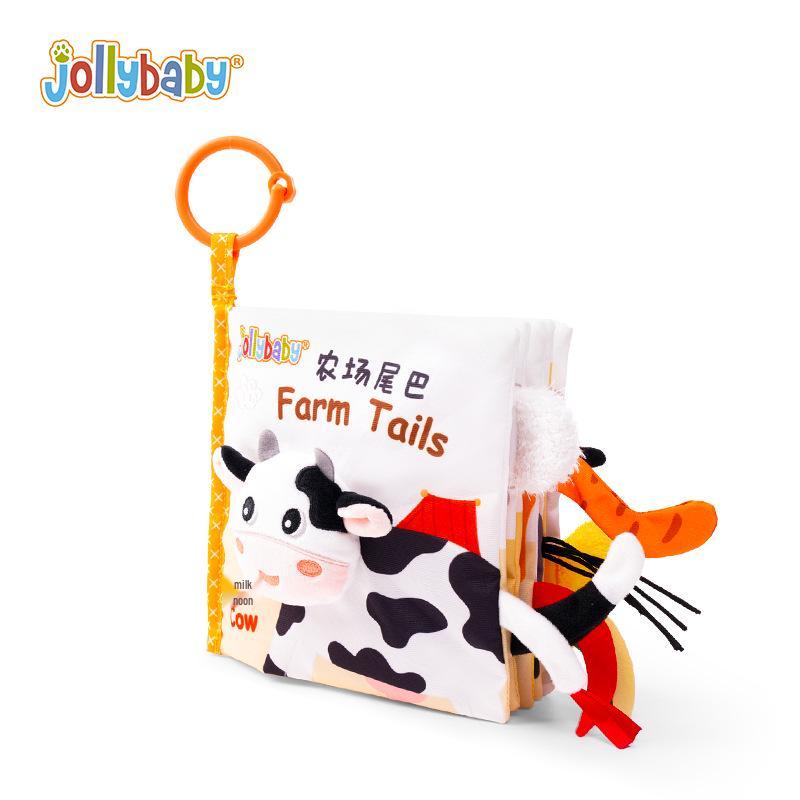 Jollybaby 3D Animal Tail Cloth Book for Infants: Tear-Resistant Early Education Toy 0-1 Year