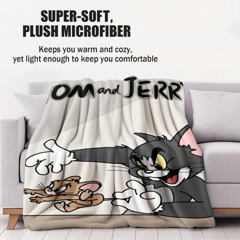 Coperta Classica Tom & Jerry Cartone Animato Tom e Jerry Stampata Flanella Plaid per Casa Tempo Libero Campeggio Viaggio Regalo di Festa per Bambini