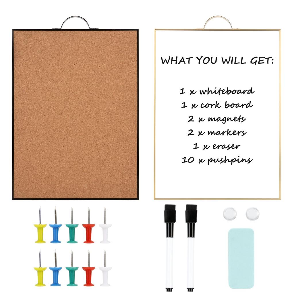Mini Magnetisches A3 Größe Tragbarer Aluminiumrahmen Kleines Whiteboard mit Wandhalterung 40cm x 30cm Ideal für und Büros Wandmontiertes Whiteboard, - Pinnwand,