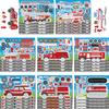 16Sheets Cartoon Fire Fighting Theme Fire Truck DIY Make A Face Stickers Puzzle Toys for Kids Boy Birthday School Party Favors