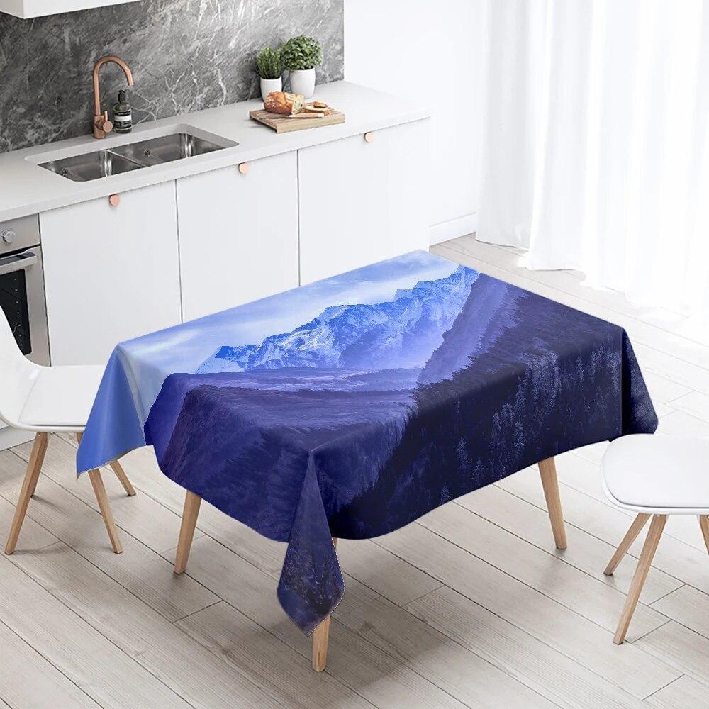 Scenery Printed Tablecloth Stain Resistant Waterproof Wedding Party Restaurant Banquet Decoration Home Table