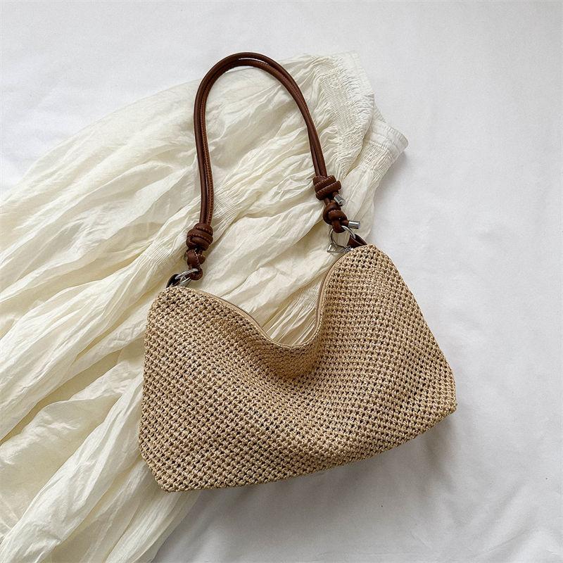Handmade Woven Bags for Women, New Tide Fashion Retro Straw Tote Bag, Versatile Large Capacity Shoulder Bag