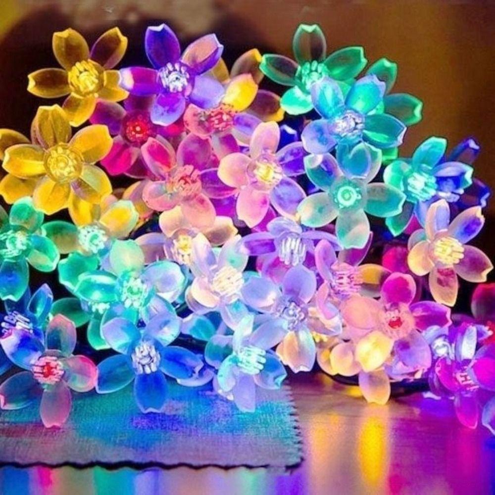 5M/7M/12M Solar Garden Light Cherry Blossom Christmas Chain Lamp Landscape Light  Blossom Festoon