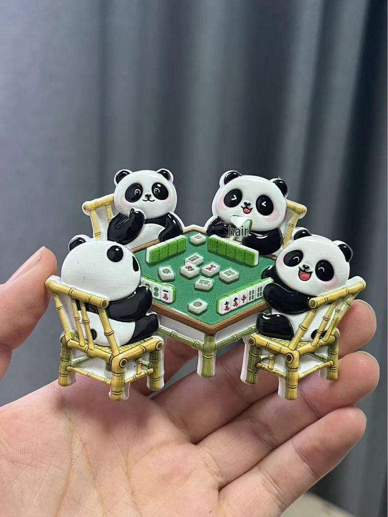 Magnete Mahjong 3D Panda Cartone Animato: Souvenir & Apribottiglie