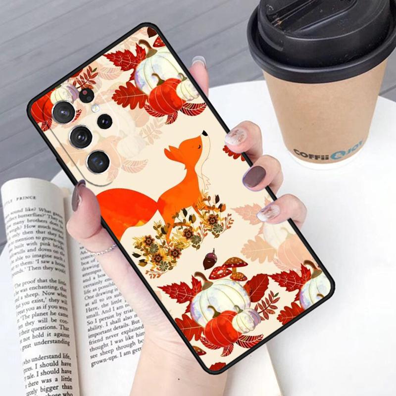 Autumn Leaves Fall Fox phone case Cover For Samsung Galaxy S24 S25 Ultra S21 S22 Ultra S10E Note 10 Plus Note 20 FE S23