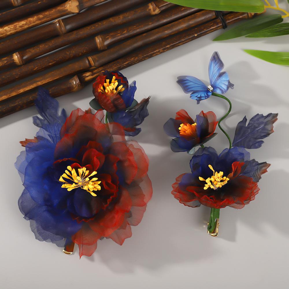 Flower Hair Clips Forks Chinese Hanfu Hair Accessories for Women Hairpin Fork Handmade Vintage Wedding Hair Jewelry Retro Crowns for Girl and Women
