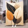 Boho Abstract Leaf Throw Blanket  Neutral Earth Tone Autumn Foliage Minimalist Art Decor For Sofa Bedroom Couch Blanket