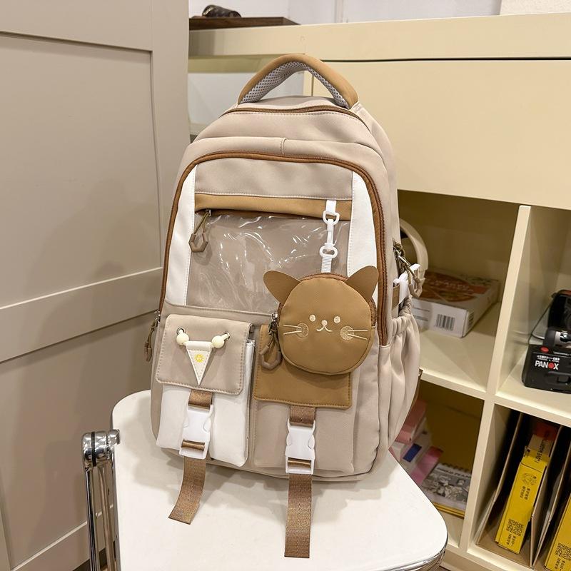 Large Capacity High School Student Backpack for Girls  Korean Version Harajuku Schoolbag  Casual and Cute Pain Bag  Junior High School Backpack