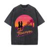 San Junipero Retro Sunset Love Art Daily Commute Vintage Distressed T Shirt Loose Washed Sleeve