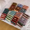 Thick Woolen Knitted Scarf Autumn Winter Rainbow Color Block Striped Versatile Anti-Cold Shoulder Wrap Scarf