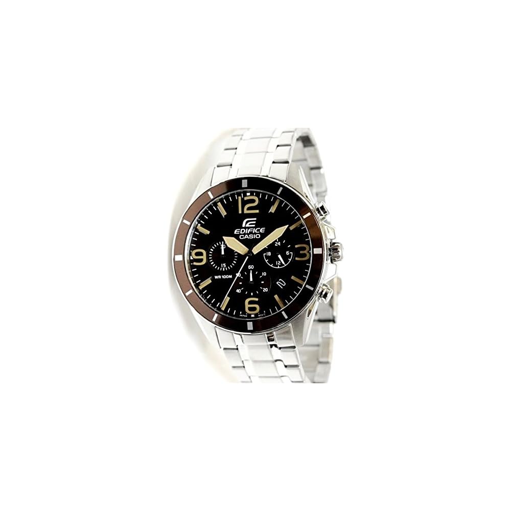 EDIFICE Chronograph 100m Water Resistant Men's Metal Belt Watch Brown EFR-553D-5B