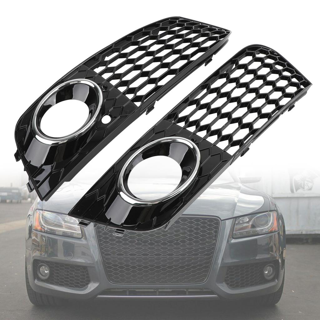 Pair Honeycomb Mesh Fog Light Open Vent Grill Intake 8KD807682 8KD807681 Fit for A4 B8 2009-2012