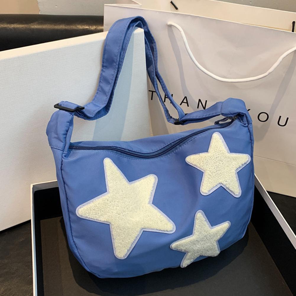 Women Canvas Messenger Bag Versatile Hobo Bag Adjustable Strap Crossbody Sling Bag Pentagram Satchel Bag Slouchy Travel Bag