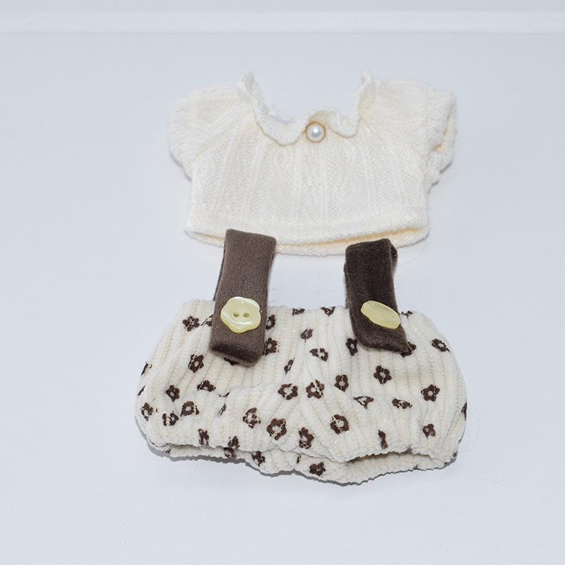 10cm Starfish Doll Clothes Set: Cotton T-shirt, Overalls for Plush & Regular Dolls