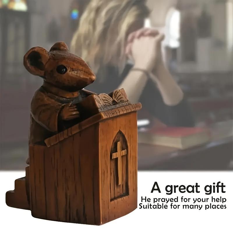 

1pc Bookshelf Church Mouse Statue Collection Statue Art Craft Resin Creative Church Mouse Statue Priest Craft Decoration Church Choir Sculpture 1Pcs