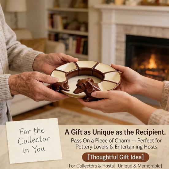 Bandeja de Aperitivos Dividida Vintage Dachshund 5 Compartimentos Bandeja para Servir Resina Plato para Snacks para Queso Frutos Secos Frutas Regalo Decorativo para Amantes de los Perros Anfitriones