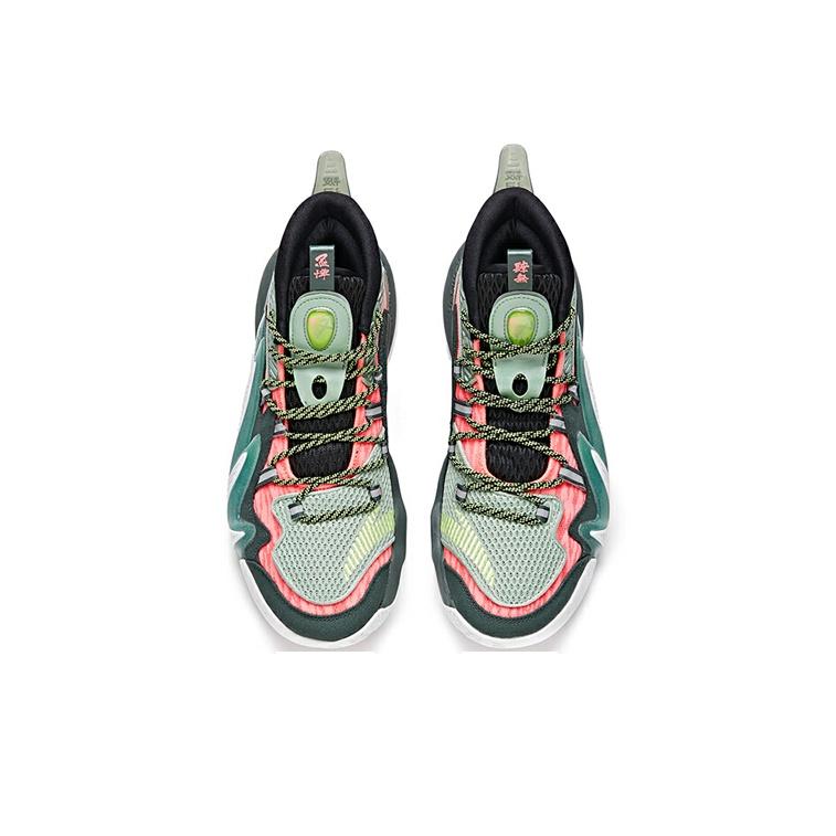 Anta Shock The Game 4 Crazy Tide Herren-Sneakers Grün Pink Schwarz 112031602-1