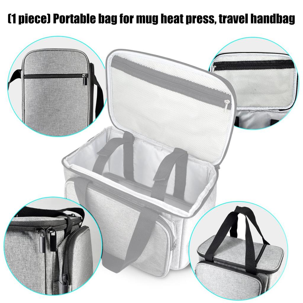 Multi Pocket Craft Tool Organizers Bag Heat Press Carrying Case For Mug Press Machine Storage And Travel Convenience