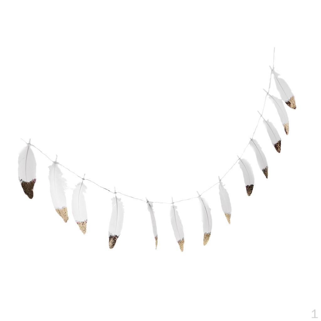 

Gold Dipped Feather Bunting Tassel Garland Wall Hanging Decoration