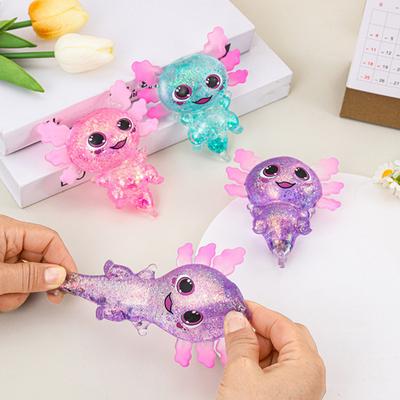 Glittery Salamander Squeeze Toy Soft Slow Rebound Stress Relief Fidget with Transparent Glitter Cute Decompression Gift