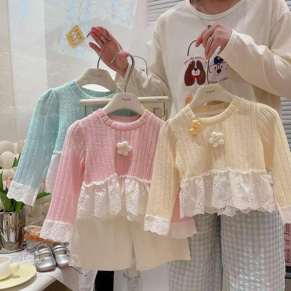 Girls' Stylish Lace Patchwork Top & Yamamoto Pants Set - Spring/Autumn 2025 Trend