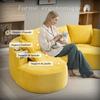 Arc sofa in corduroy, soft, breathable, cup holder & storage pocket, high-density foam. Incl. compressed cushion, ready to use. For every living area.
