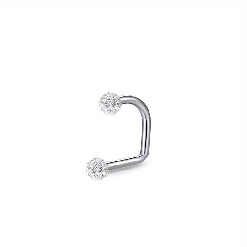 1pc Flash Lip Ring Mudball C Ring Horseshoe Ring Shambhala Synthetic Gems Stainless Steel Piercing Jewelry Lip Nail Lip Jewelry