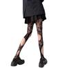 Ripped Ripped Pantyhose Hollow Fishnet Roses Millennial Babes Tide Personality Asymmetrical Design Black Silk