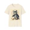 Teen Girl's Cotton T-shirt Summer Casual Graphic Tee Short Sleeve Rebel Cat T-Shirt, Pop Art Cats Lover Tee, Funny Biker Cat, Cat and Mouse Shirt