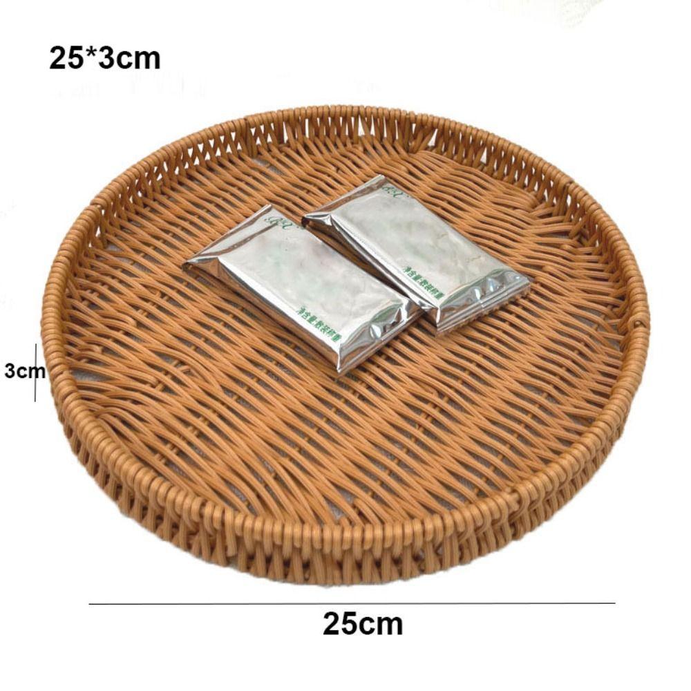 Khaki Bread Fruit Vegetables Basket Hardness Rattan Basket Restaurant Serving Tabletop Display