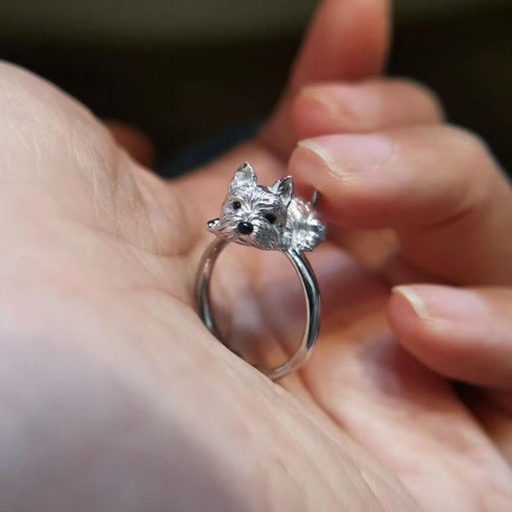 Retro Hond Ringen Verstelbare Dier Vingerring Mode Huisdier Ringen Valentijnsdag