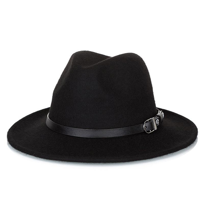 Zylinderhut aus Wolle mit großer Krempe und breiter Kante, Jazzhut, Cowboyhut, britischer Gentleman-Hut, Herbst und Winter, bequemer, modischer, warmer Filzhut