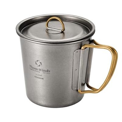 Thous Winds Titanium Mug, Single Cup, Outdoor Mug, Titanium, Lightweight, Durable, Open Fire, Stylish, Solo Camping, Camping, Includes Mesh Storage Ba