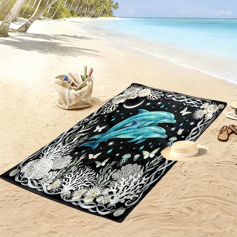 Vintage Floral Dragon Print Strandtuch, Großes Weiches Schnelltrocknendes Handtuch für Strand Camping Schwimmen