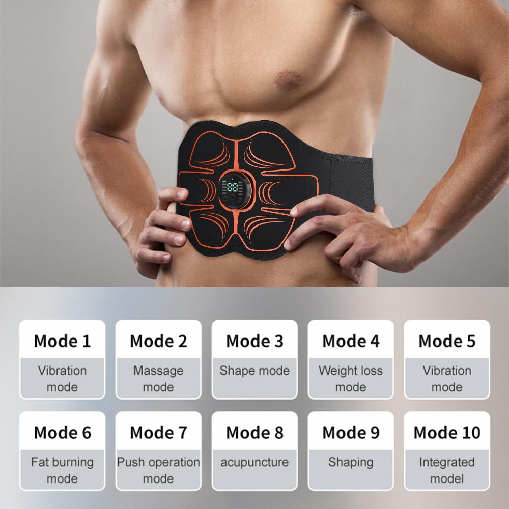 10 Modes vibrational ABS Stimulator Machine Training Gear Smart Electric EMS ABS Muscle trainer for Abdomen Arm Hip Muscle