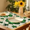 1 Set White Dot Shamrock Lucky Irish St. Patrick'S Day Placemat, Seasonal Spring, 12 x 18 inches, Polyester 100%, Hand Wash Only, Woven