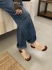 2025 autumn new casual one-word slippers women's suede embroidered thread thick bottom flat heel non-slip soft bottom