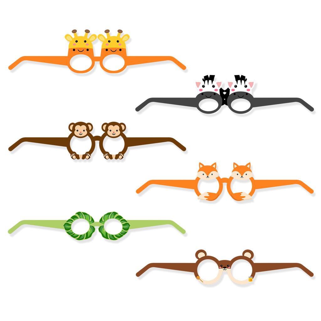 Children'S Birthday Party Decoration Photo Props Elephant Zebra Frog Animal Paper Glasses