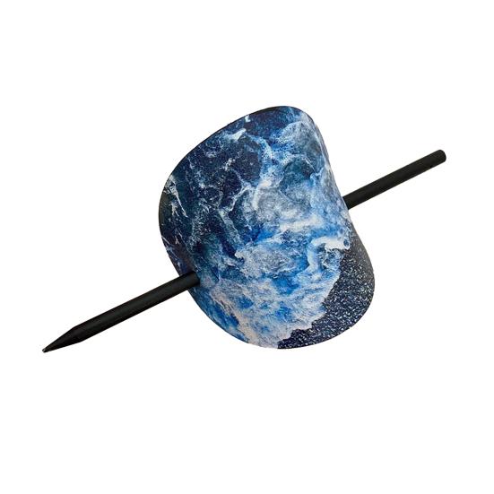 Chinese Style Hair Stick Rose Flower Printing Faux Leather Decor Hair Chopsticks DIY Hairstyle Accessory