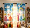 2PCS Digital Printed Curtains with Colorful Crayons Design, Stylish Window Drapes for Living Room Bedroom Home Decoration