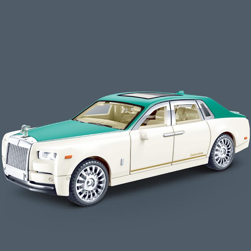 

Six Luxury Door Sedan Model With Music Lighting And Inertia Power Kids Toy Car Green White