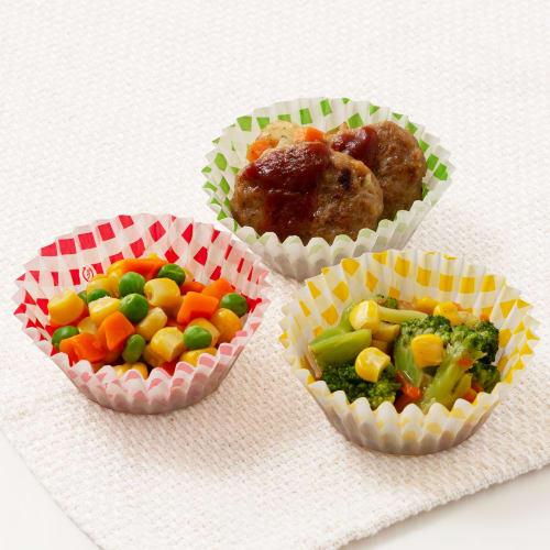 Artem Side Dish Cups, Lunch Box Cups, No. 6 Deep, Green, Checkered Pattern, 500-Count, Microwave Safe, Commercial Use, Made In Japan