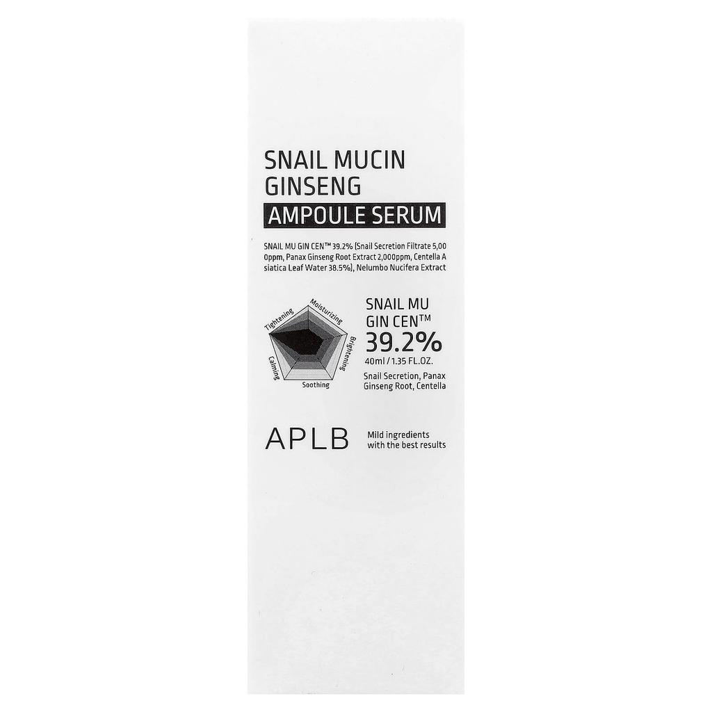 APLB Snail Mucin Ginseng Ampoule Serum, 40ml (1.35 fl oz)