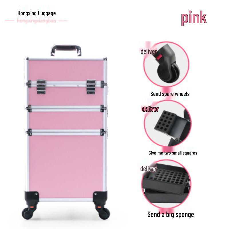 Lockable Multi-Layer Makeup Trolley Case for Nail Art & Beauty