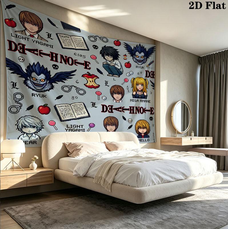 Arazzo da Parete Death Note Appeso Estetico Coperta in Tessuto Stampato Arazzi Decorativi per Camera da Letto Soggiorno Decorazioni per la Casa
