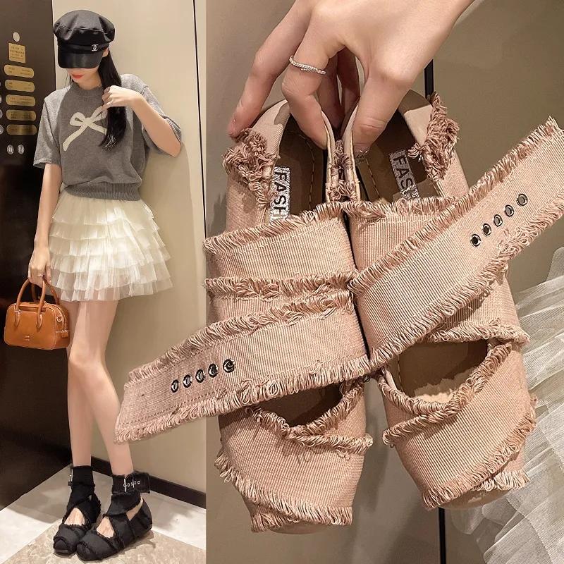 Fashion Cross Strap Ballet Flats Autumn Ladies Elegant Round Toe Ankle Strap Ballet Flats Ladies Design Leg Lace Up Shoes Womens Shoes