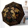Golden Dragons and Tree of Life CircularRugUmbrella, Portable 3-Fold Compact Umbrella for Men & Women Gift