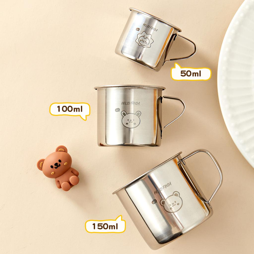 Mini Cute Children Mug With Handle Durable Anti Drop 304 Stainless Steel Milk Coffee Cup Anti Scalding Drinking Cup Drinkware