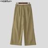 INCERUN Men High Zip-up Waist Bow Knot Casual Wide Legs Pants Trousers